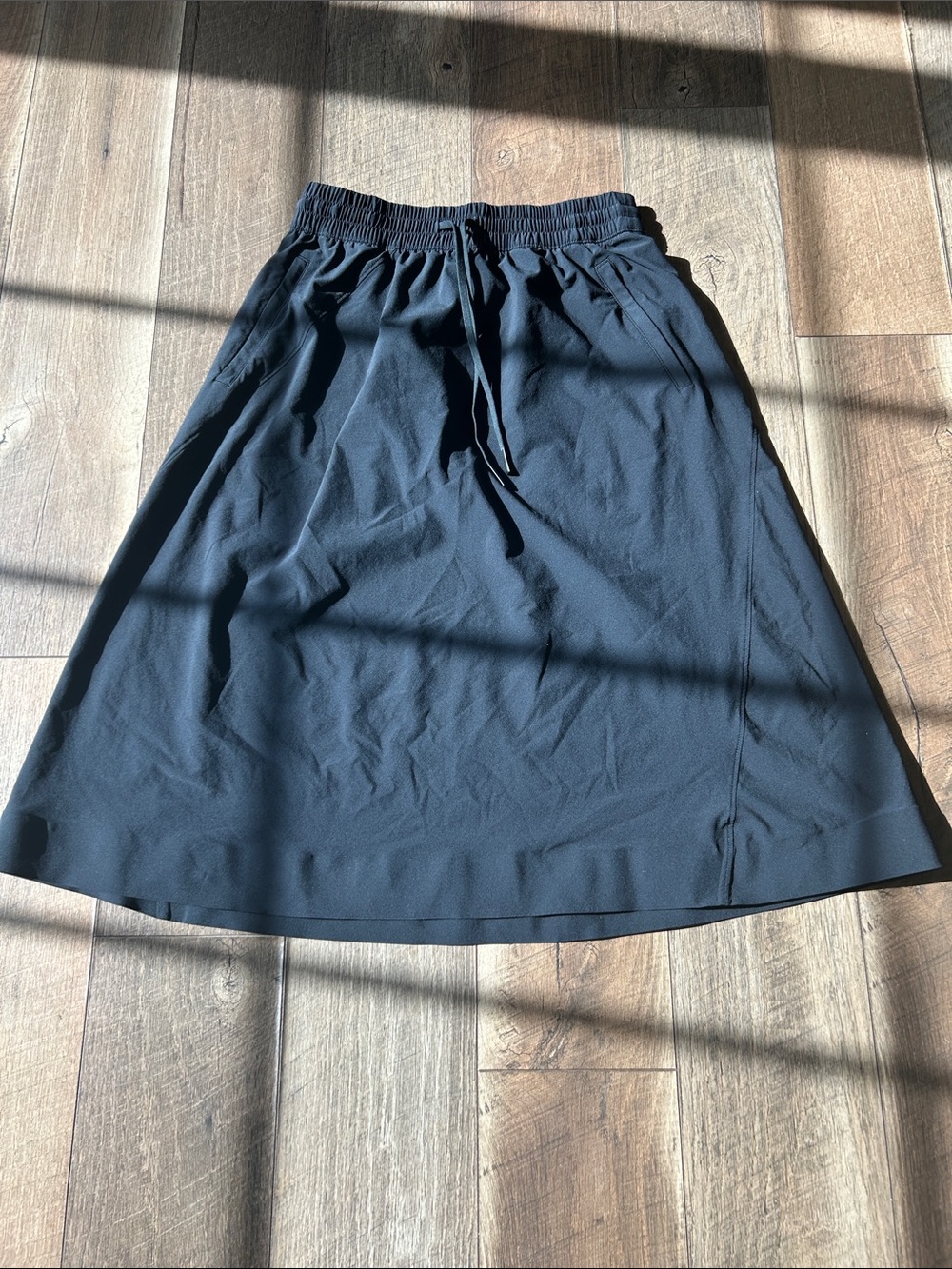 Athleta Black A-Line Drawstring Skirt - Picture 2 of 4
